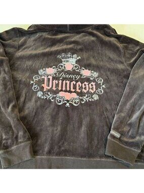 Walt‎ Disney World Brown Velour Disney Princess Full Zip Hooded Jacket Sz 1X